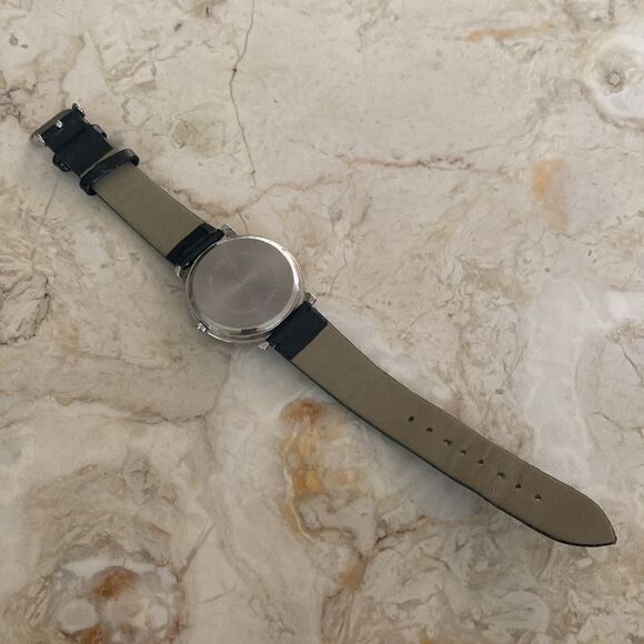 Crystal Embellished Classic Black & Stainless Steel Quartz Wristwatch - Picture 7 of 10